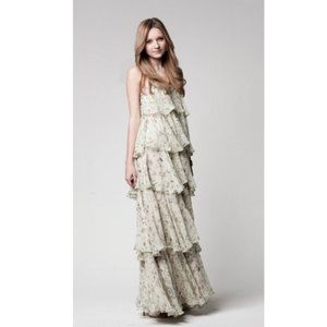 PAPER CROWN Tiered Silk Maxi Dress